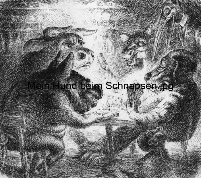 Mein Hund beim Schnapsen